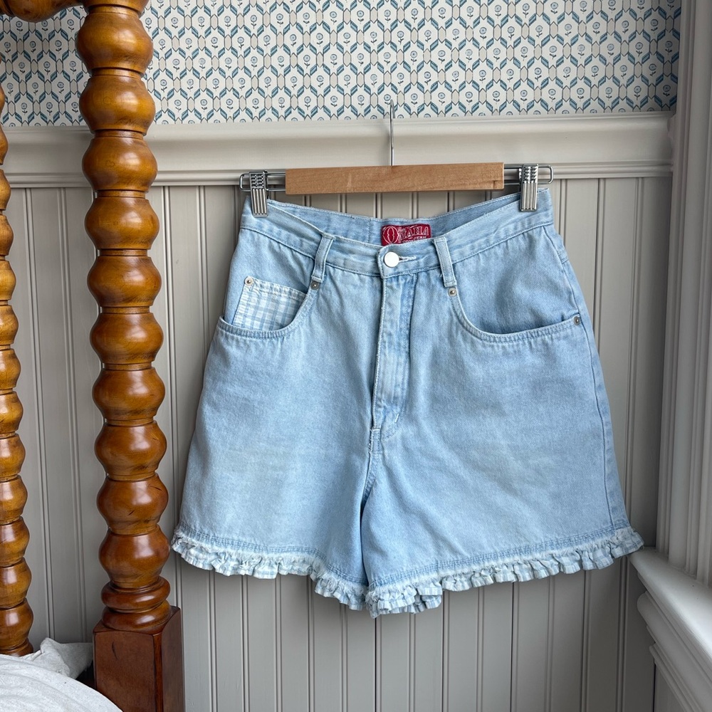 Vintage Omaha Ruffle Denim Shorts